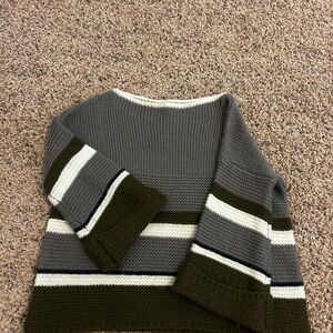 Polagram Gray and Cream Knit Sweater